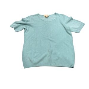 Appleseed's Teal Knit Top Medium Soft short sleeve sweater EUC